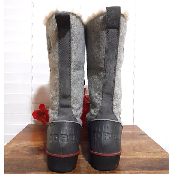 Sorel Tall Gray Faux Fur Lined Lace Up Snow Boots Women's 12 EU43 - Picture 5 of 11